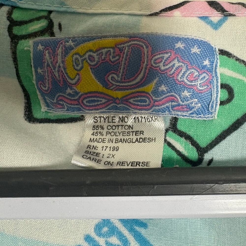 Mood Dance 2X Button Front Hair Stylist Theme Granny Smock Cover Up - Picture 2 of 3